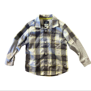 carters boys gray checkered button front shirt