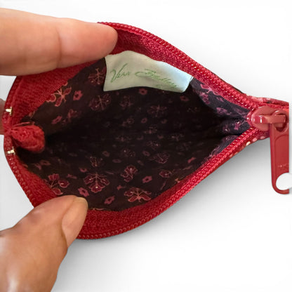 Vera Bradley Red Pink Paisley Zip Top Coin Pouch