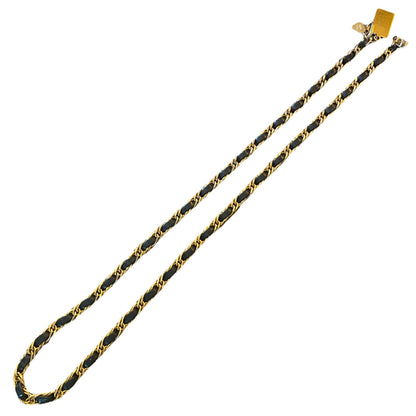 Morris Moskowitz Vintage Gold Chain Navy Blue Leather Hook Belt 39.5"
