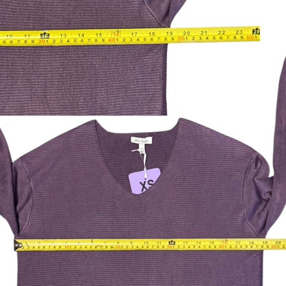 Ella Moss Purple Ribbed V Neck Long Sleeve Sweater Extra Small