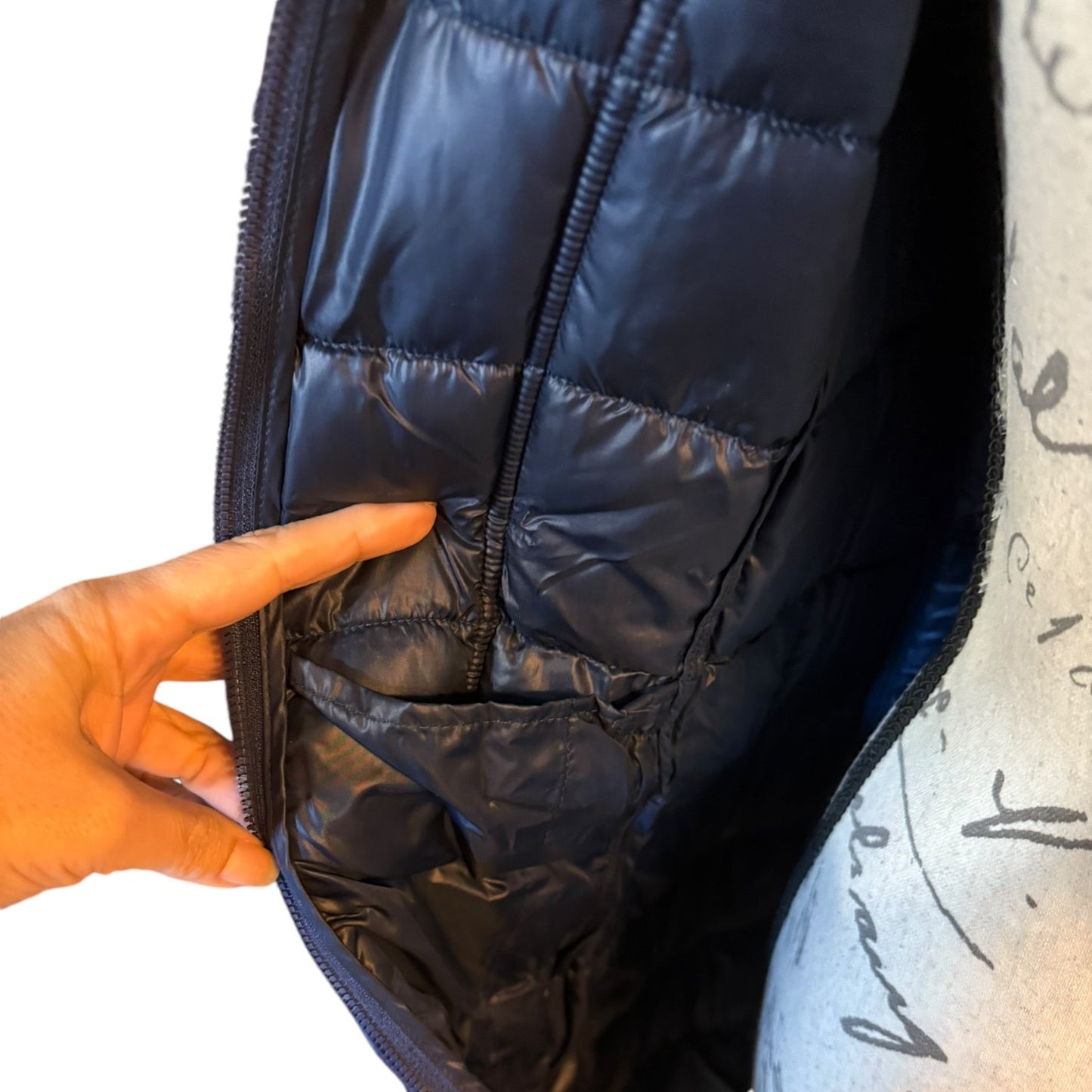 Adventure Blue Ultra Light Down Long Hooded Jacket Size X-Small