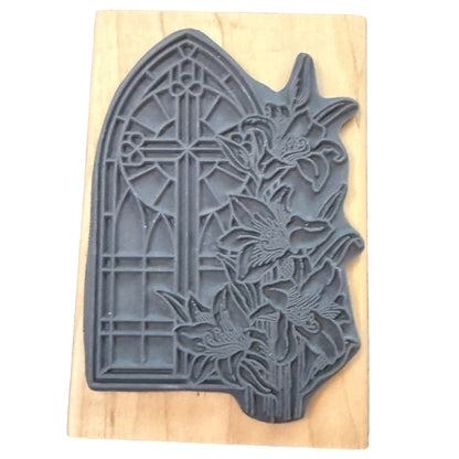 Stampendous Vintage 1998 Easter Window Stained Glass Lilies P040 Rubber Stamp