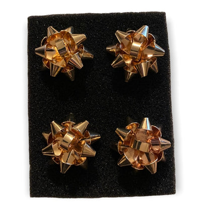 2 pairs gold bow earrings view 1