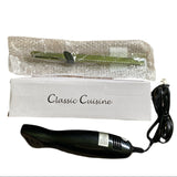 Black kitchen knife tool with a cord and packaging labeled 'Classic Cuisine' on a white background