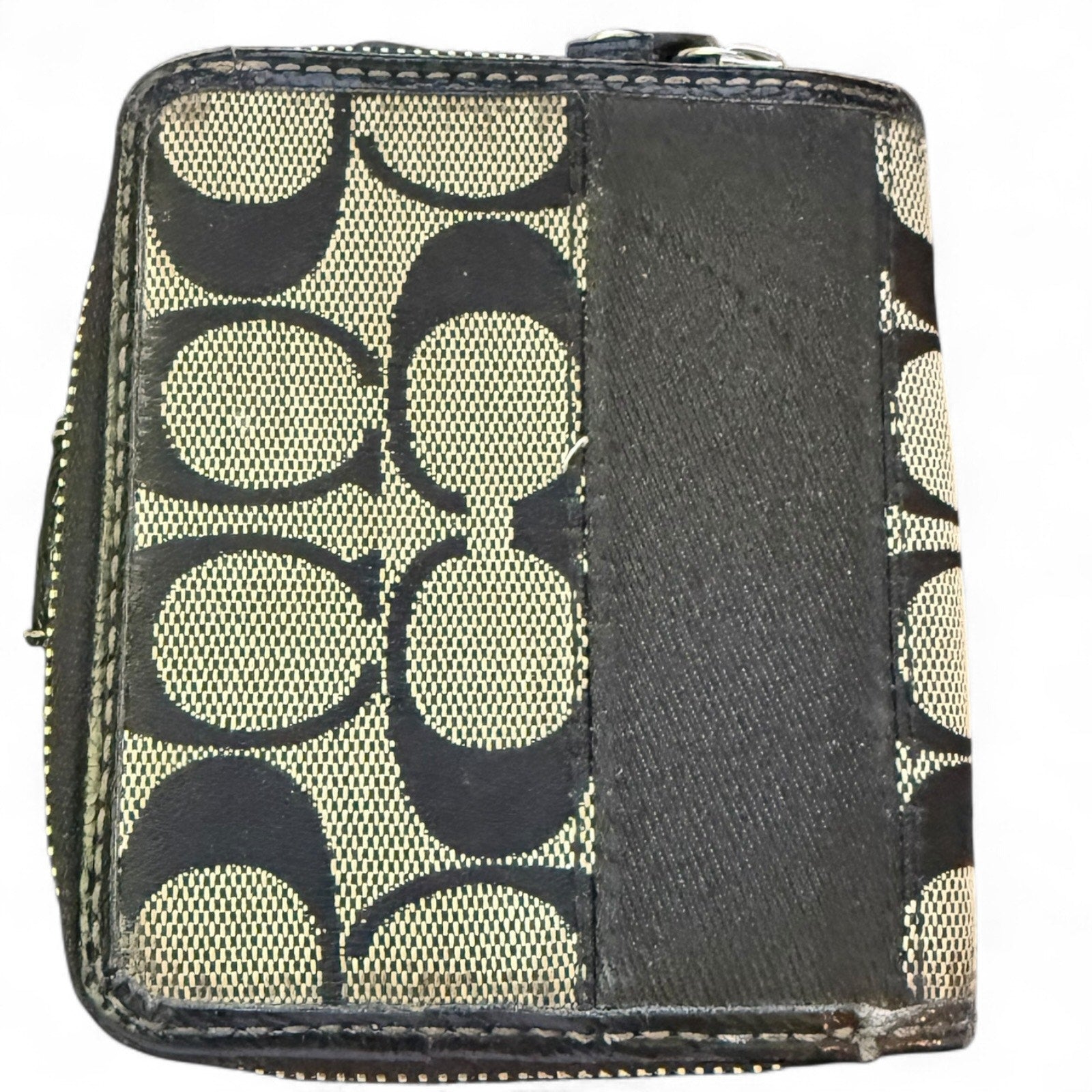 Small wallet with a CC patterned design on a white background