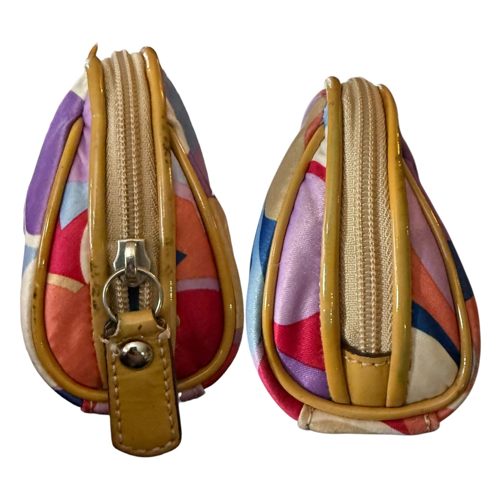 Side view of CC Print pouch with zipper on a white background