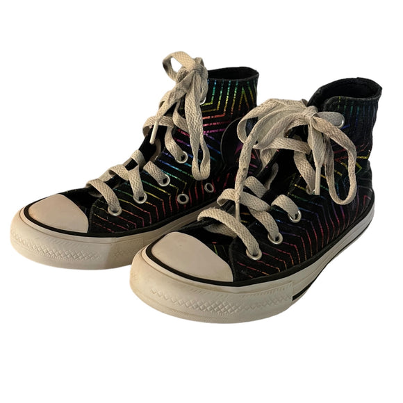 Front side of rainbow converse sneakers 1
