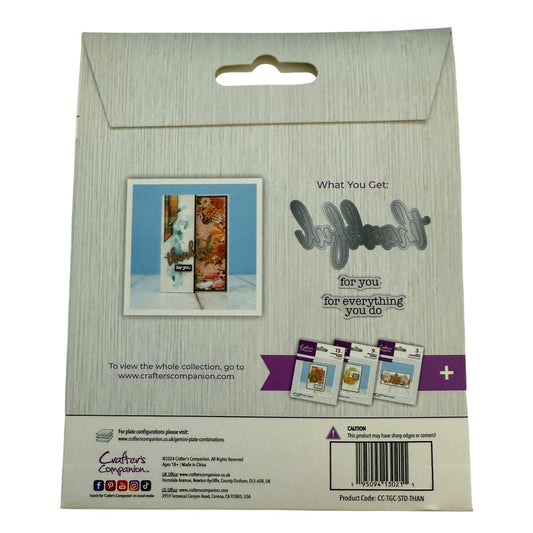 Package back with text and images of stamps on a white background