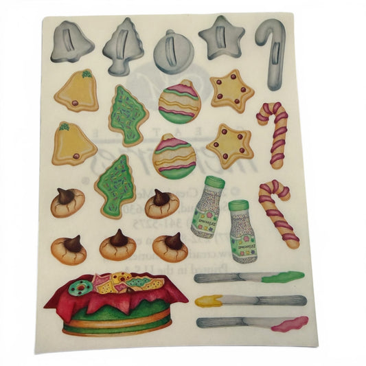 Set of Christmas-themed stickers on a white background