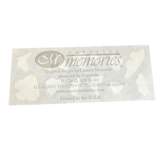 Back of a sticker sheet for Creative Memories, photographed on a plain white background.