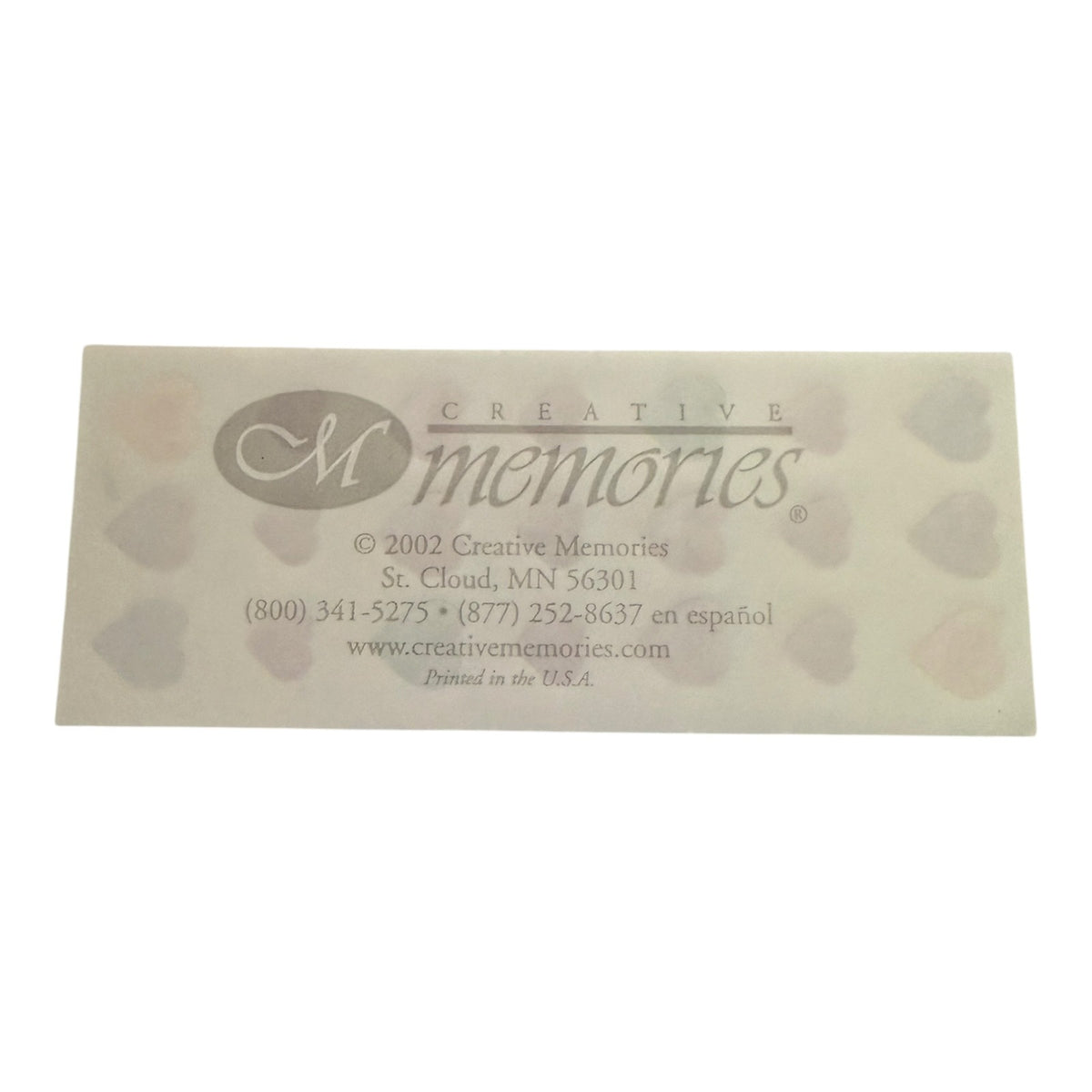 Rectangular sticker sheet with 'Creative Memories' branding on a white background