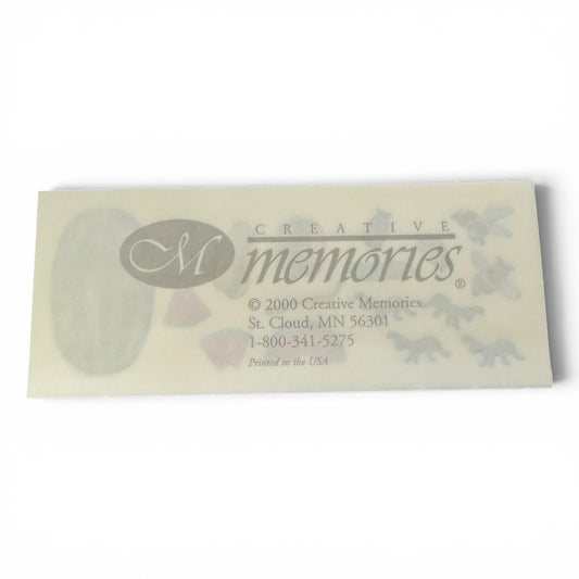 Creative Memories sticker sheet and contact information on a white background