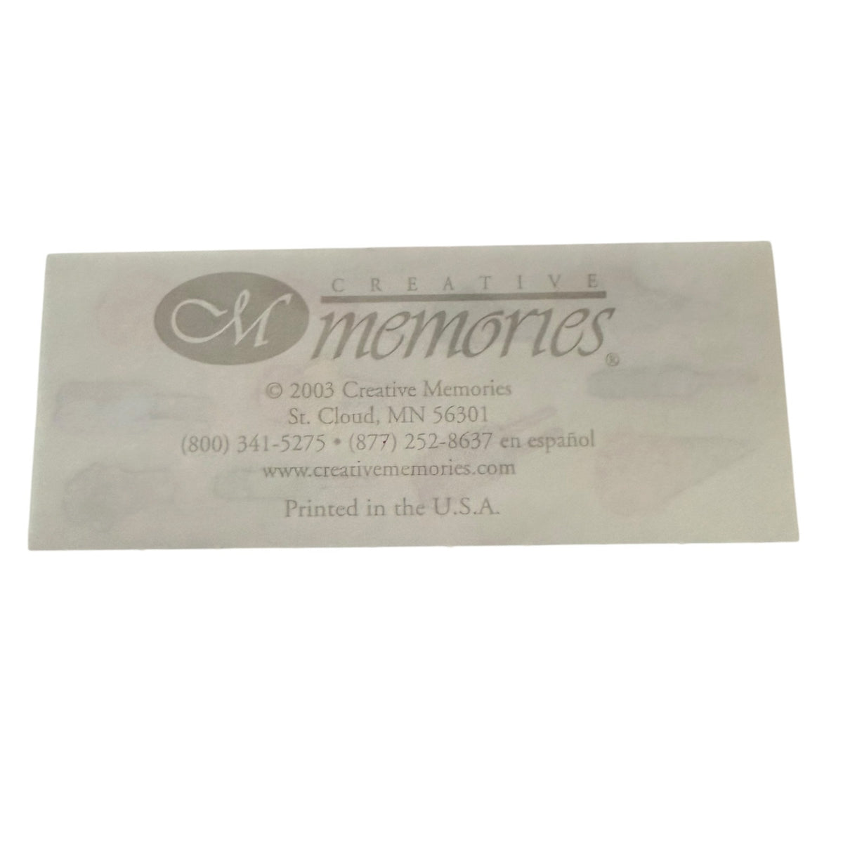 Rectangular sticker card with 'Creative Memories' branding on a white background