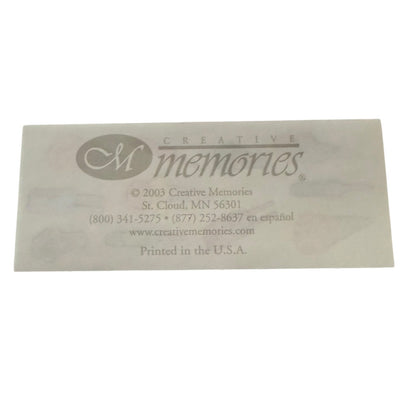 Rectangular sticker card with 'Creative Memories' branding on a white background