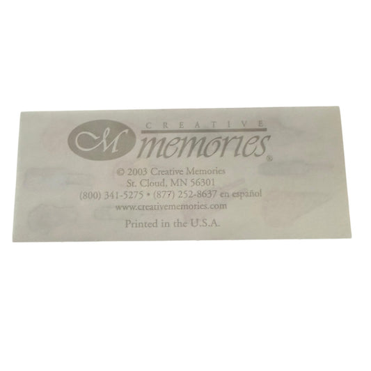 Rectangular sticker card with 'Creative Memories' branding on a white background