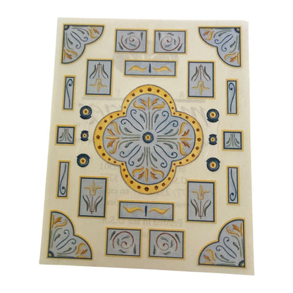 Decorative tile with geometric patterns stickers on a beige background