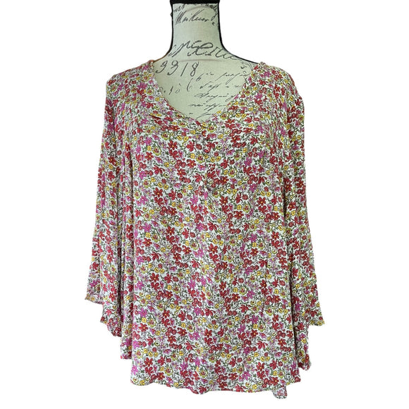 cynthia rowley white and pink floral shirt front