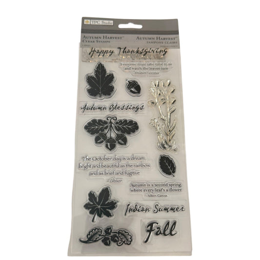 TPC Studio Autumn Harvest Fall 14 Set Slap Cling Rubber Stamps