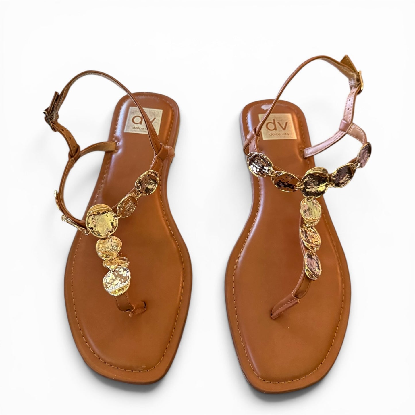 Dolce Vita DV Brown Jorjie Hammered Metal Sandal Size 9