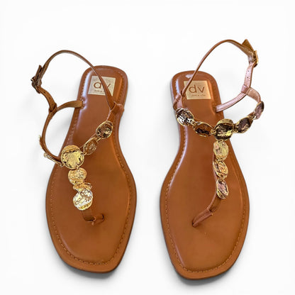Dolce Vita DV Brown Jorjie Hammered Metal Sandal Size 9