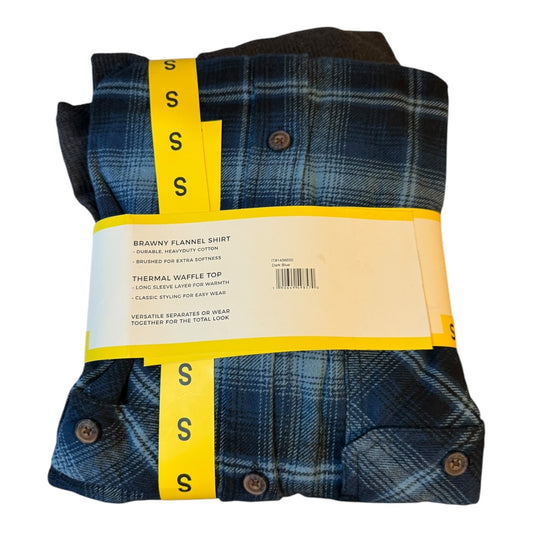 Jachs New York Men's Gray Thermal & Brawny Blue Flannel Shirt Small