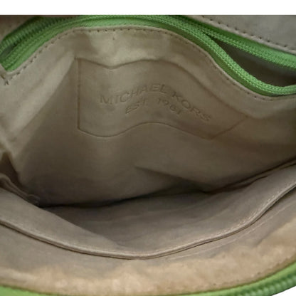 Michael Kors Lime Green Embossed MK Logo Neoprene Crossbody Purse Bag