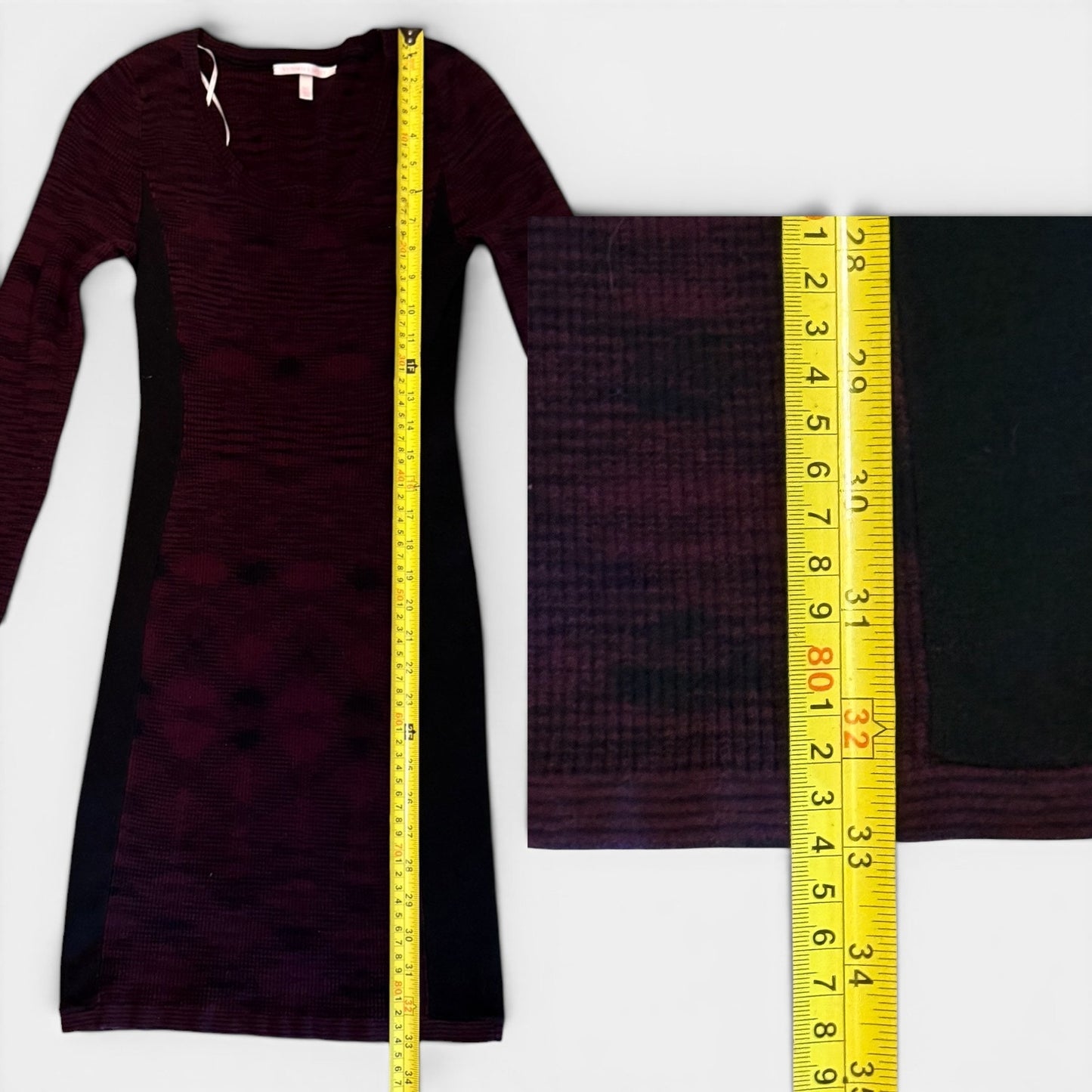 Victoria's Secret 2013 Pink Black Ribbed Long Sleeve Dress Small