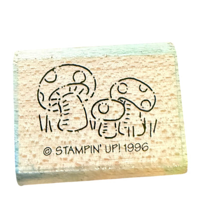Stampin' Up! 1996 3 Small Mushrooms Mini Rubber Stamp