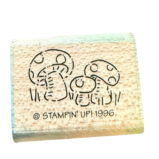 Stampin' Up! 1996 3 Small Mushrooms Mini Rubber Stamp