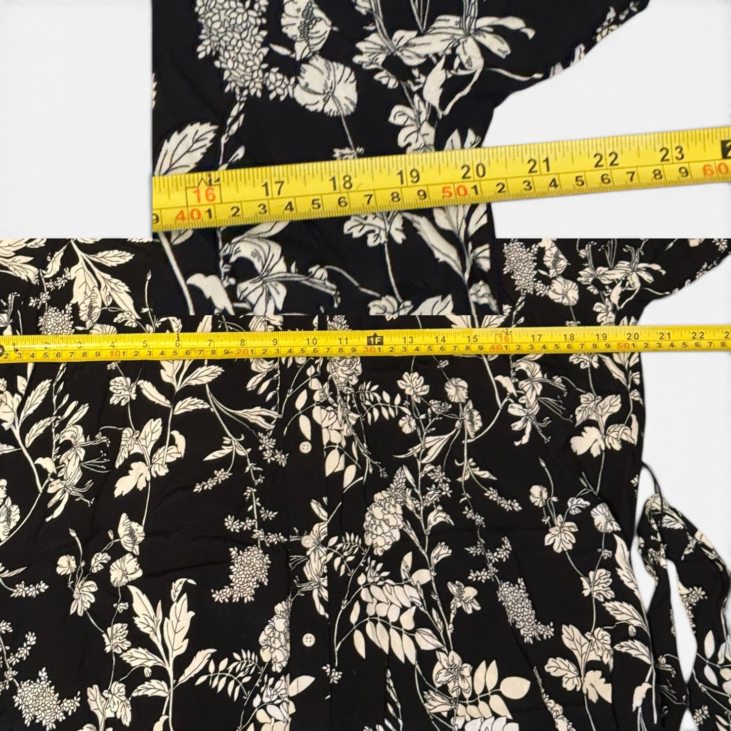 Well Worn Black White Floral Button Front Shirt Dress Size XL