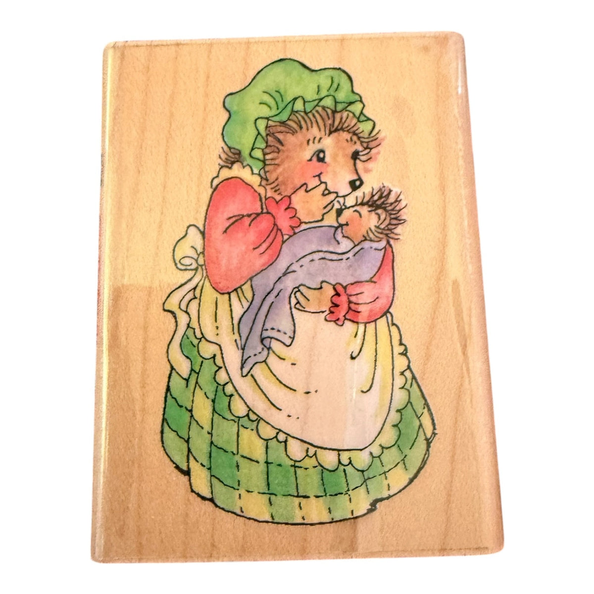 Stampendous Vintage 1995 Henrietta Hedgehog Mom Baby H098 Rubber Stamp