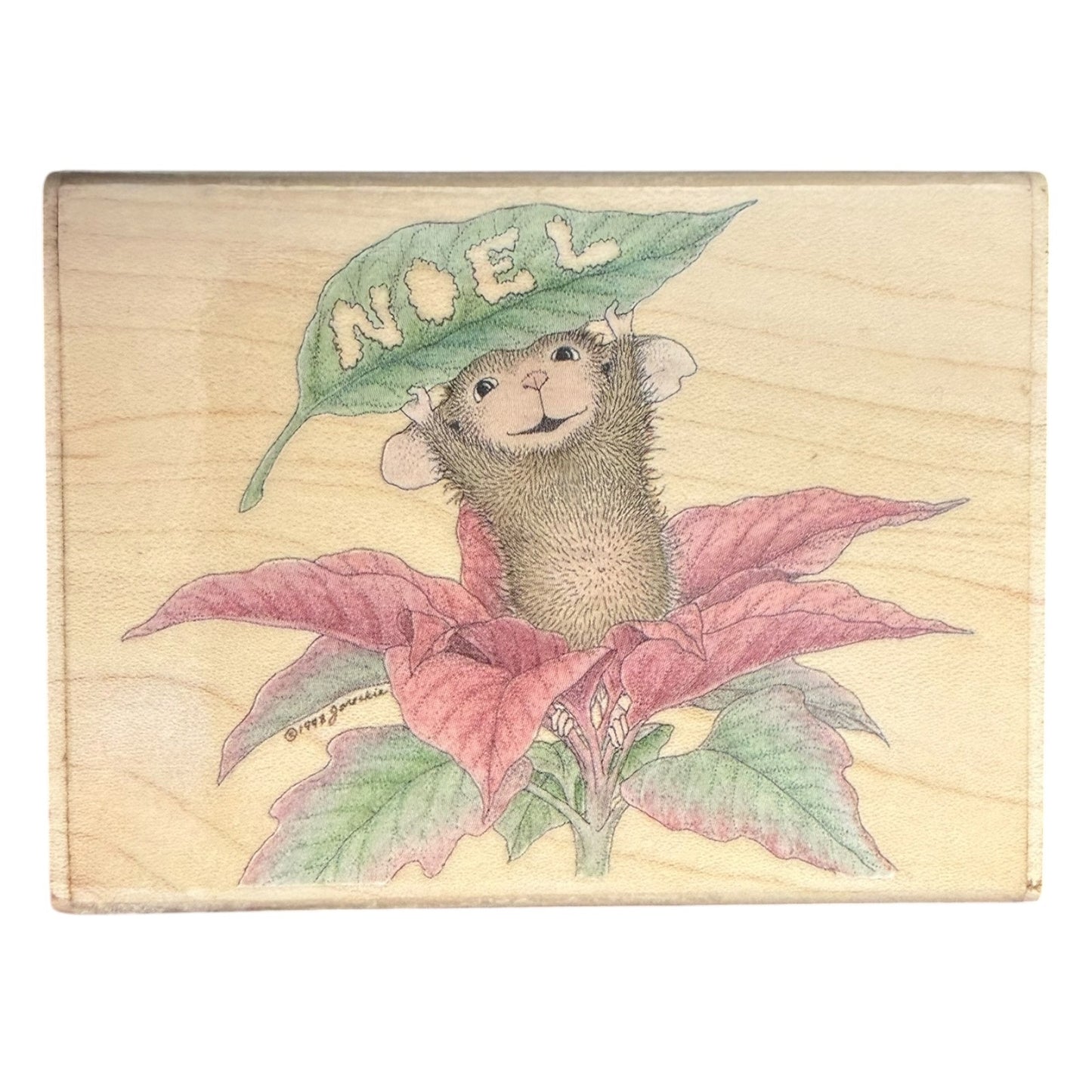 Stampabilities House Mouse Joyous Noel Poinsettia HMR1025 Rubber Stamp