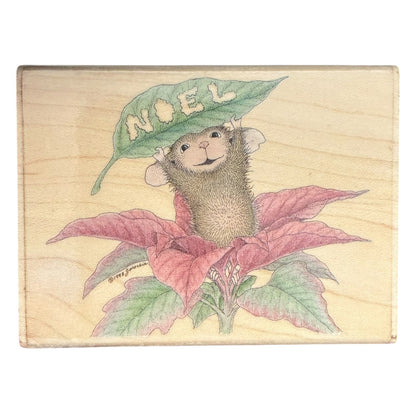 Stampabilities House Mouse Joyous Noel Poinsettia HMR1025 Rubber Stamp