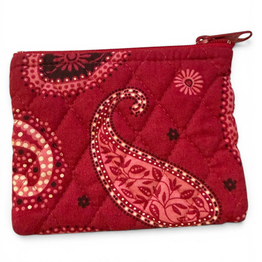 Vera Bradley Red Pink Paisley Zip Top Coin Pouch