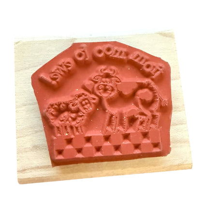Stampin Up! Vintage 1993 From Moo To Ewe! Cow Sheep Rubber Stamp