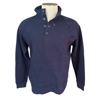 Eddie Bauer Mens Blue Quilted Mock Neck Pullover Sweater Small NWOT