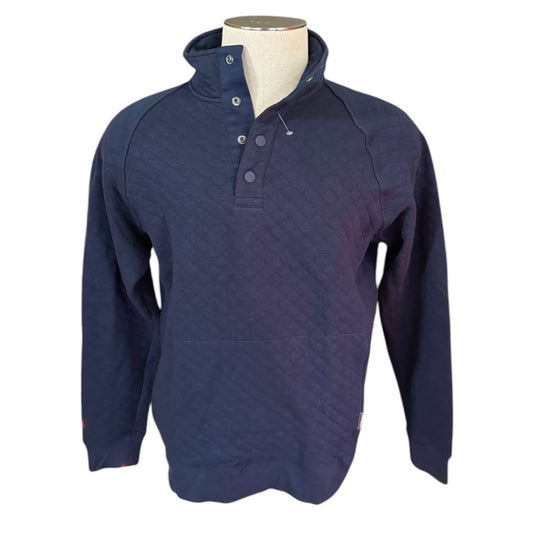 Eddie Bauer Mens Blue Quilted Mock Neck Pullover Sweater Small NWOT