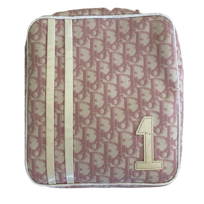 Pink and white patterned pouch with a number '1' on a white background
