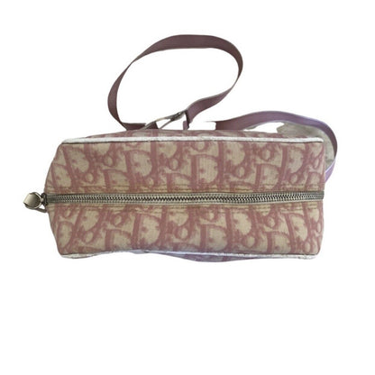 Small rectangular bag with a logo pattern on a white background