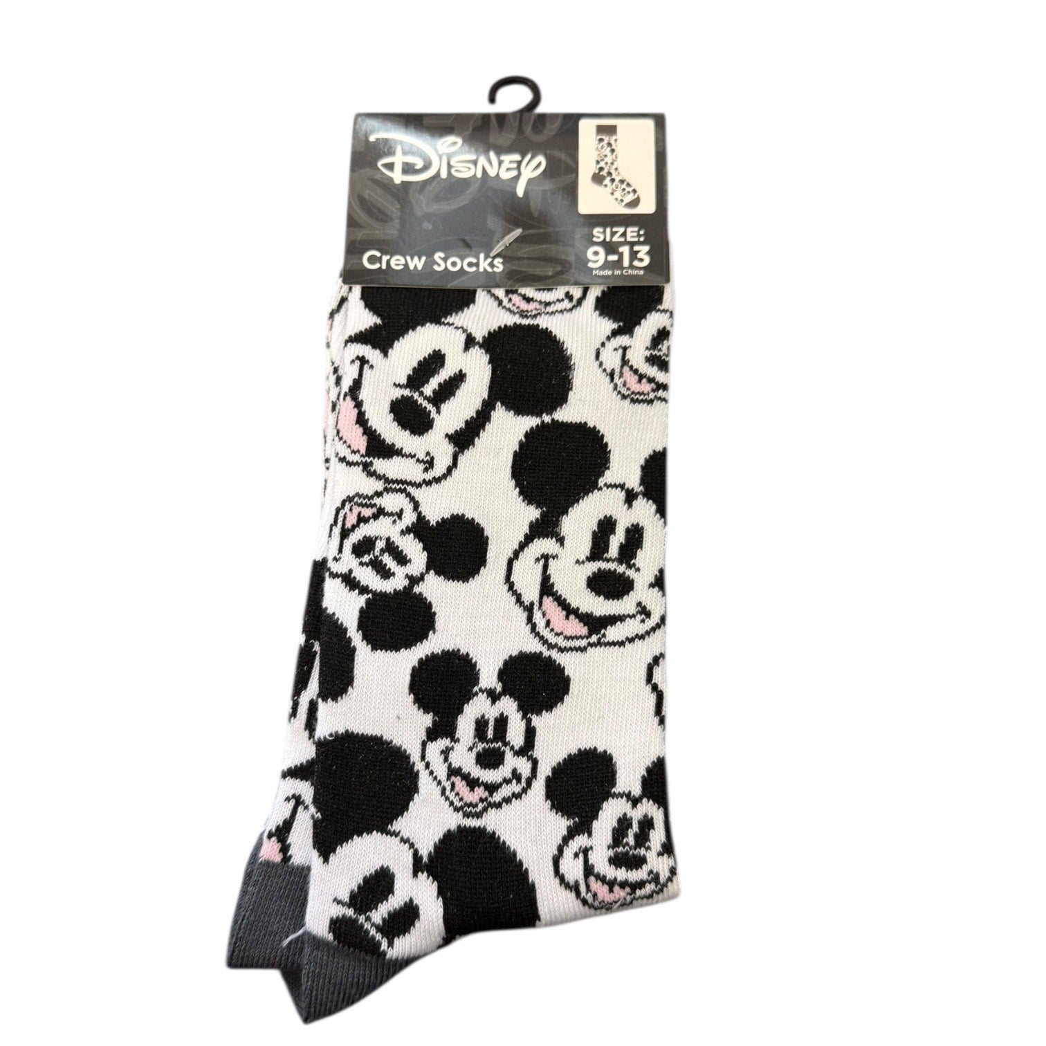 Disney Mickey Mouse crew socks with packaging on a white background