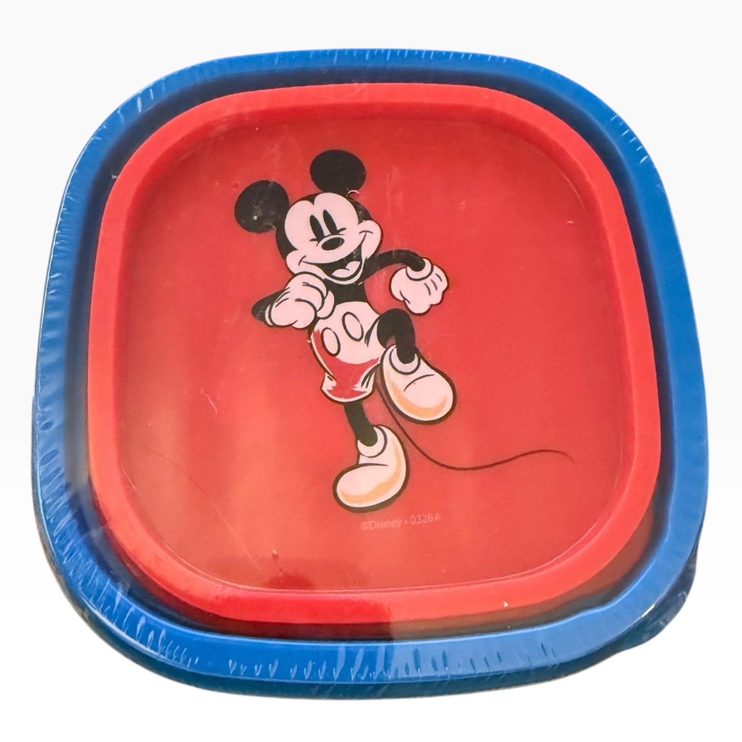 Top of 2 Disney Mickey Mouse containers on a white background