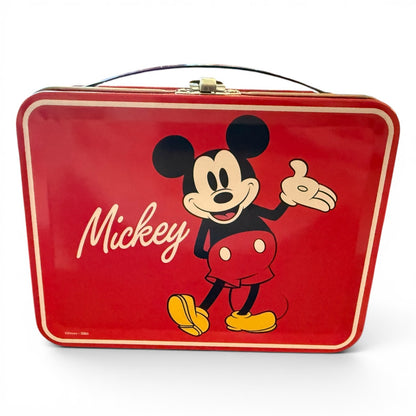 Red lunchbox with a cartoon character on a white background