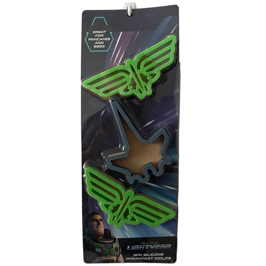 Green buzz lightyear silicone molds on a branded packaging with text.