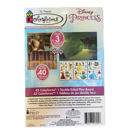Colorforms Disney Princess toy packaging with images of princesses and a play board.