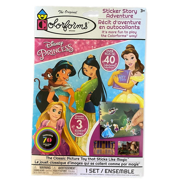 Colorforms Disney Princess sticker set packaging with characters and text.