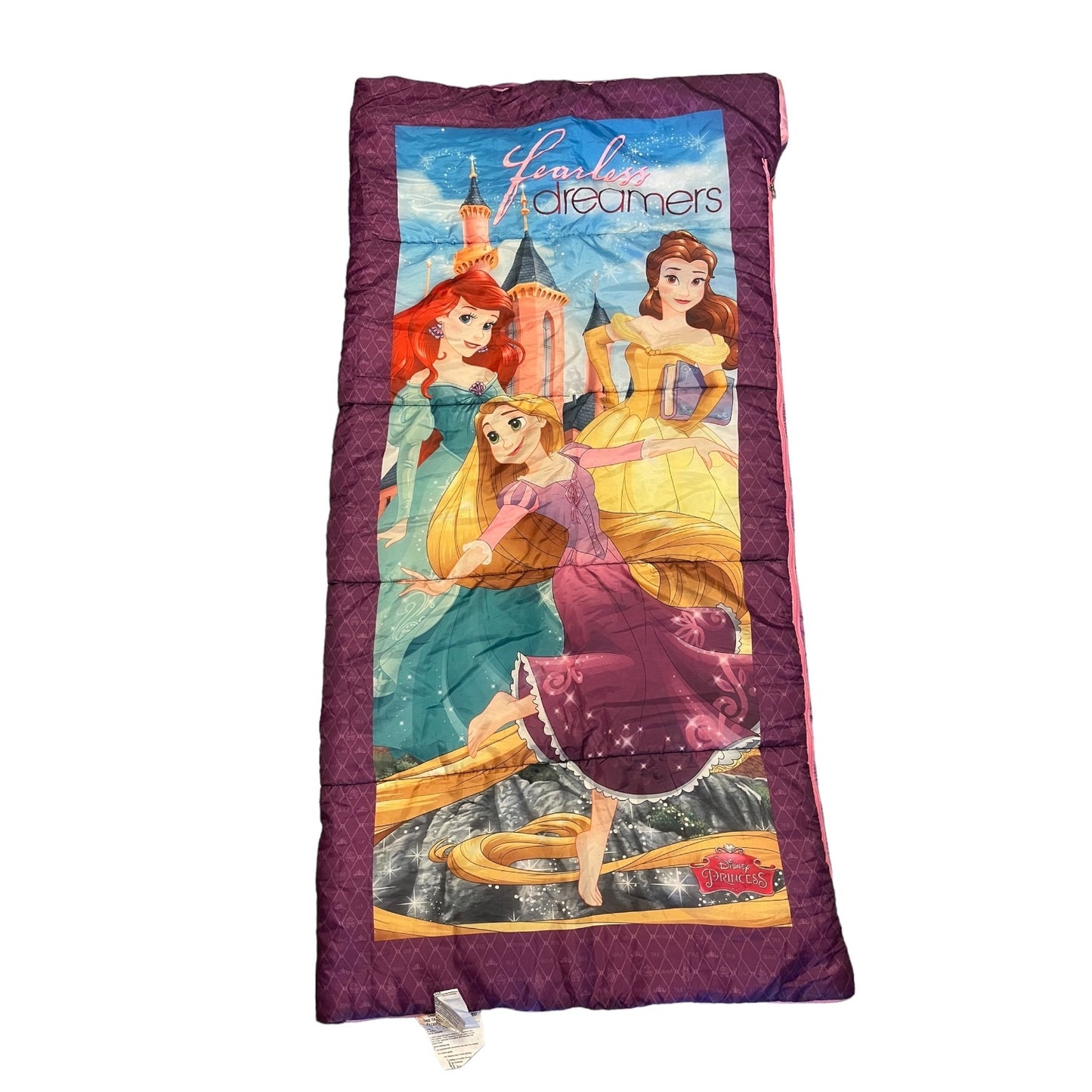 Sleeping bag with Disney princesses design on a white background