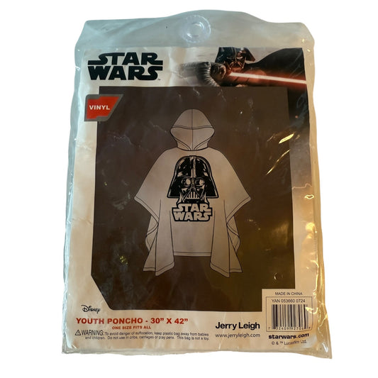 Star Wars youth poncho packaging with Darth Vader design