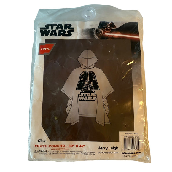 Star Wars youth poncho packaging with Darth Vader design