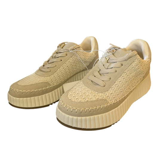 Beige platform sneakers on a white background