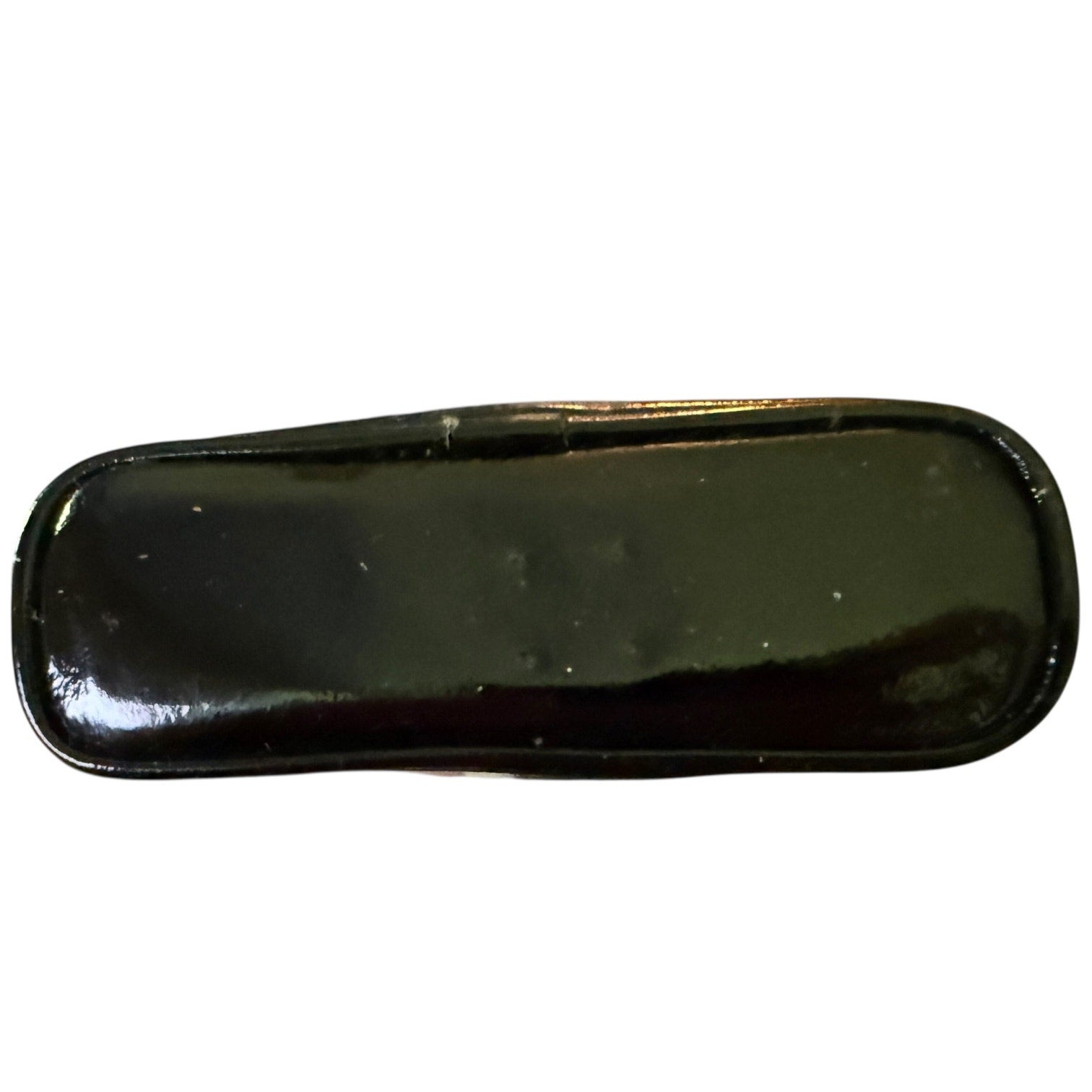 Bottom of black pouch on a white background